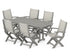 POLYWOOD Coastal Folding Arm Chair 7-Piece Dining Set in Slate Grey / Birch