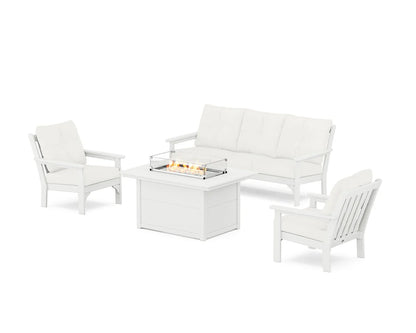 POLYWOOD Vineyard Deep Seating Fire Pit Table Set