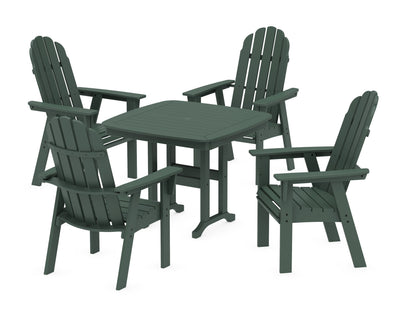 POLYWOOD Vineyard Curveback Adirondack 5-Piece Dining Set - 37" Table in Green