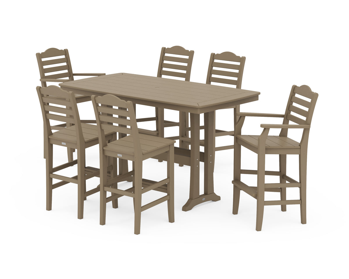 POLYWOOD Savannah 7-Piece Bar Set with Trestle Legs in Vintage Sahara