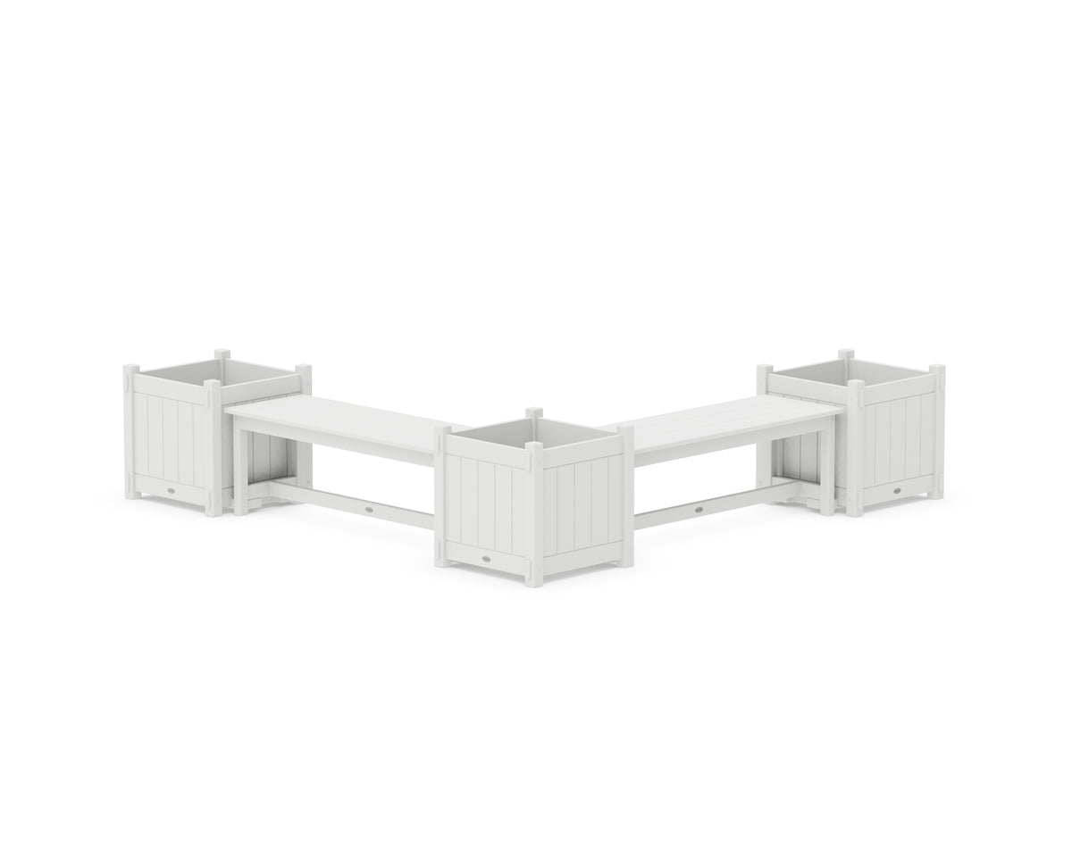 POLYWOOD 48" Vineyard L-Shaped Planter Bench Corner Set - Large in White