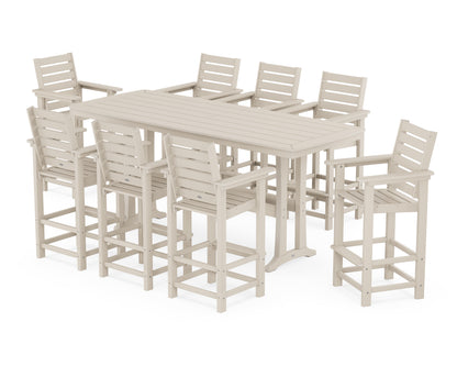 POLYWOOD Captain 9-Piece Bar Set with Trestle Legs in Sand