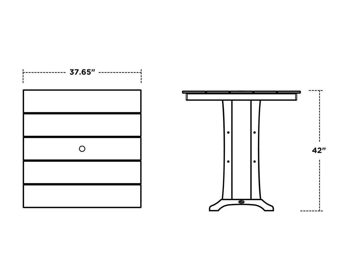 POLYWOOD Farmhouse Trestle 37" Bar Table dimensions