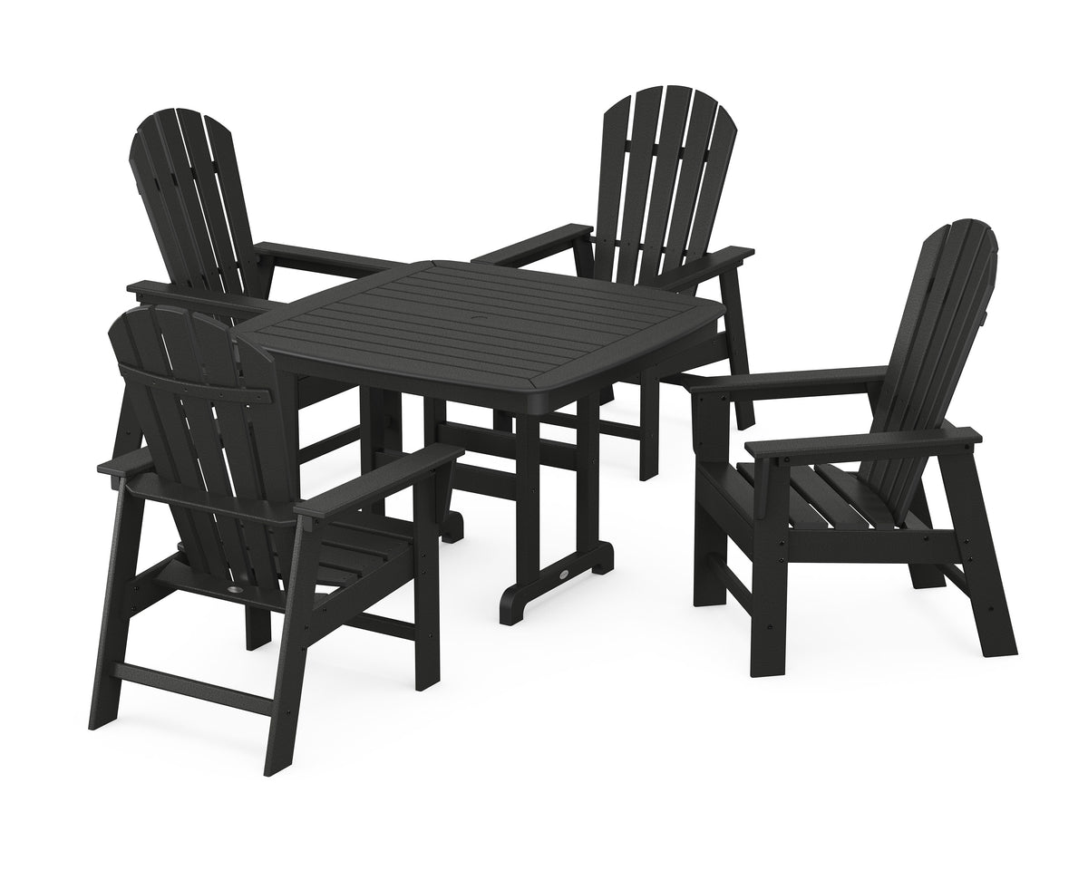 POLYWOOD South Beach 5-Piece Dining Set with Trestle Legs - 44" Table in Black