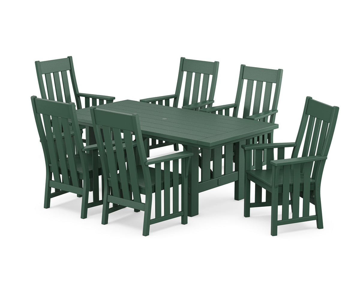 POLYWOOD Acadia Arm Chair 7-Piece Dining Set in Green