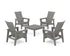POLYWOOD 5-Piece Modern Grand Upright Adirondack Chair Conversation Group in Slate Grey