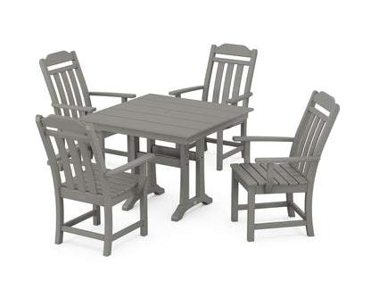 POLYWOOD Cottage 5-Piece Farmhouse Dining Set with Trestle Legs in Slate Grey