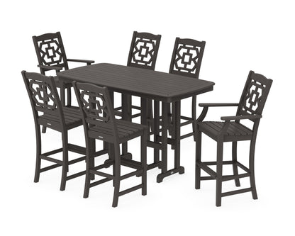 POLYWOOD Chinoiserie 7-Piece Bar Set in Vintage Coffee
