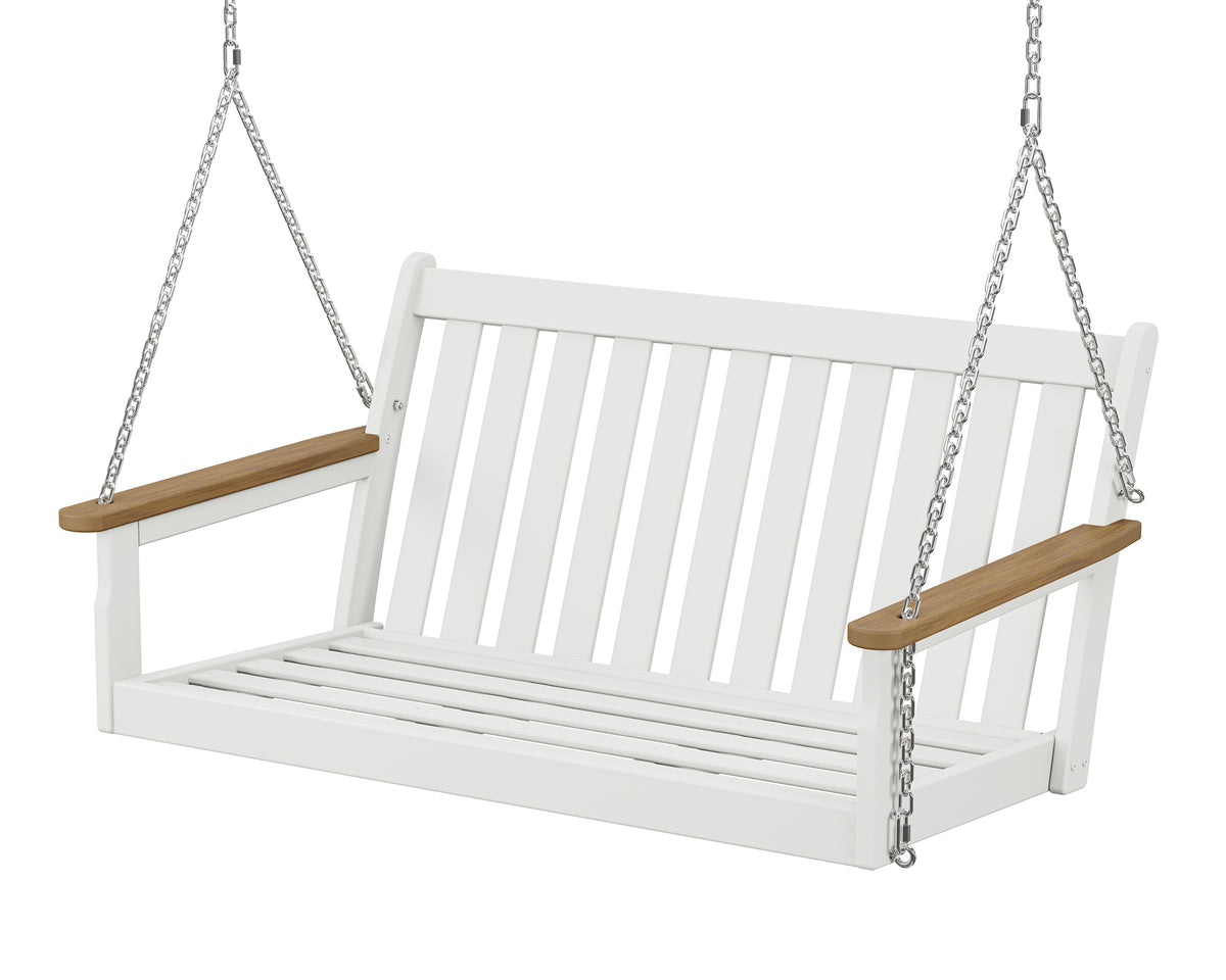 POLYWOOD Vineyard Deep Seating Swing Frame in White / Natural