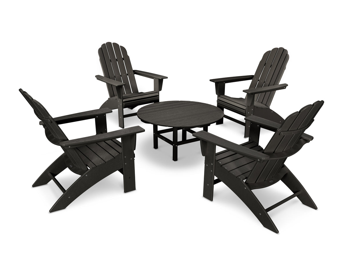 POLYWOOD Vineyard 5-Piece Oversized Adirondack Set in Black