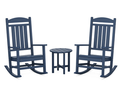 POLYWOOD Presidential 3-Piece Rocker Set with Round Side Table in Navy