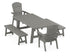 POLYWOOD Nautical Curveback Adirondack 5-Piece Rustic Farmhouse Dining Set with Benches in Slate Grey