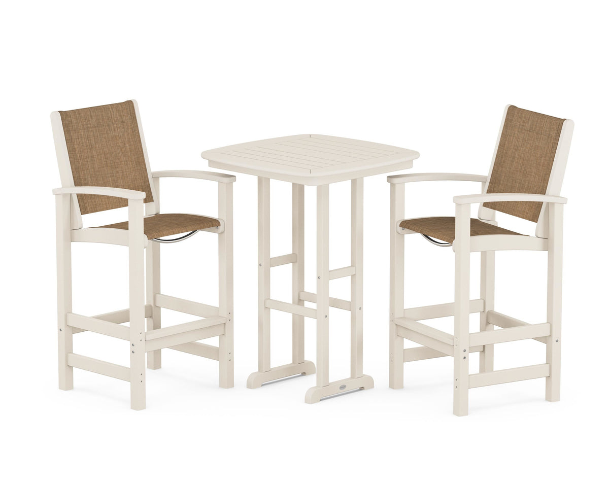 POLYWOOD Coastal 3-Piece Bar Set in Sand / Burlap