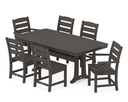 POLYWOOD Lakeside 7-Piece Dining Set with Trestle Legs in Vintage Coffee