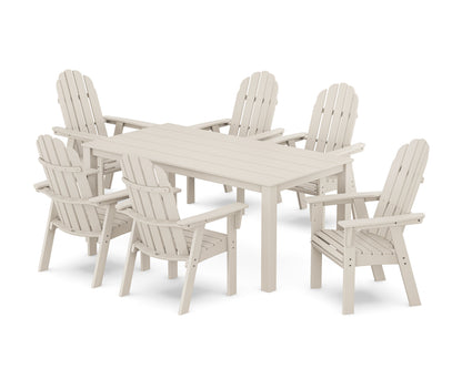 POLYWOOD Vineyard Curveback Adirondack 7-Piece Parsons Dining Set in Sand