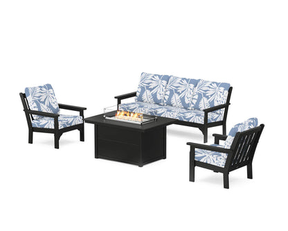 POLYWOOD Vineyard Deep Seating Fire Pit Table Set