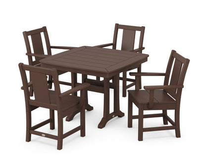 POLYWOOD Prairie 5-Piece Dining Set with Trestle Legs in Mahogany