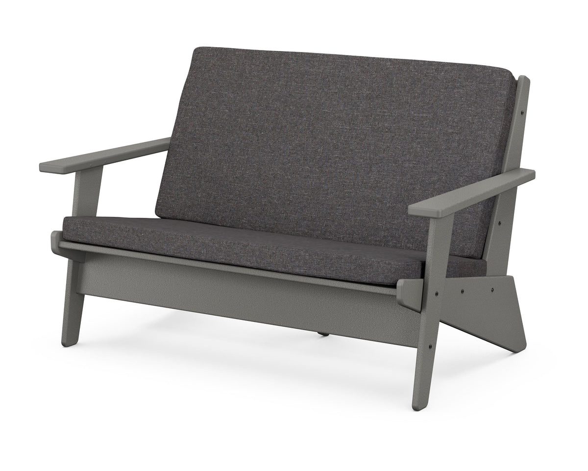 POLYWOOD Riviera Modern Lounge Loveseat in Slate Grey / Ash Charcoal