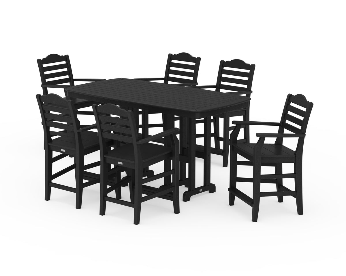 POLYWOOD Savannah Arm Chair 7-Piece Counter Set in Black