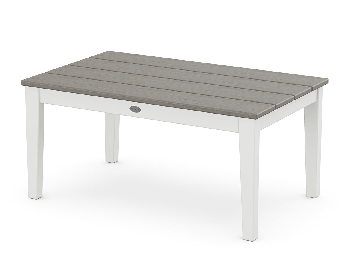 POLYWOOD Newport 22" x 36" Coffee Table in White / Driftwood