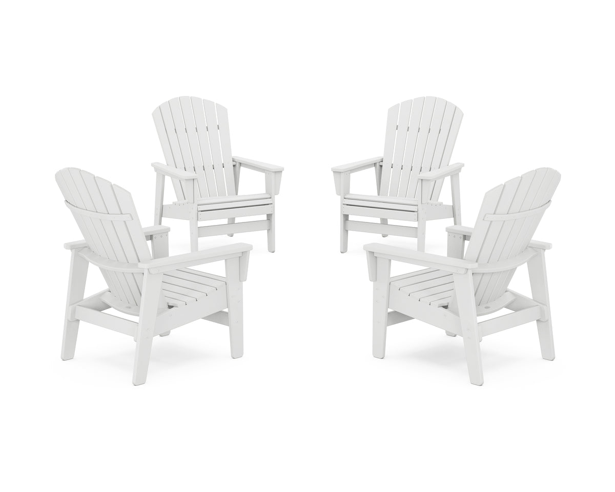 POLYWOOD 4-Piece Nautical Grand Upright Adirondack Chair Conversation Set in White