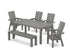 POLYWOOD Modern Curveback Adirondack 6-Piece Parsons Dining Set with Bench in Slate Grey
