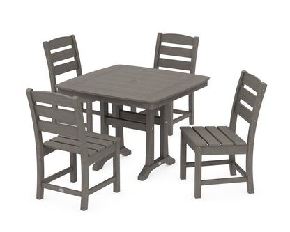 POLYWOOD Lakeside Side Chair 5-Piece Dining Set with Trestle Legs - 37" Table in Driftwood