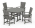 POLYWOOD Quattro 5-Piece Round Farmhouse Dining Set in Slate Grey