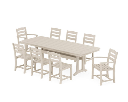 POLYWOOD La Casa Café 9-Piece Dining Set with Trestle Legs in Sand