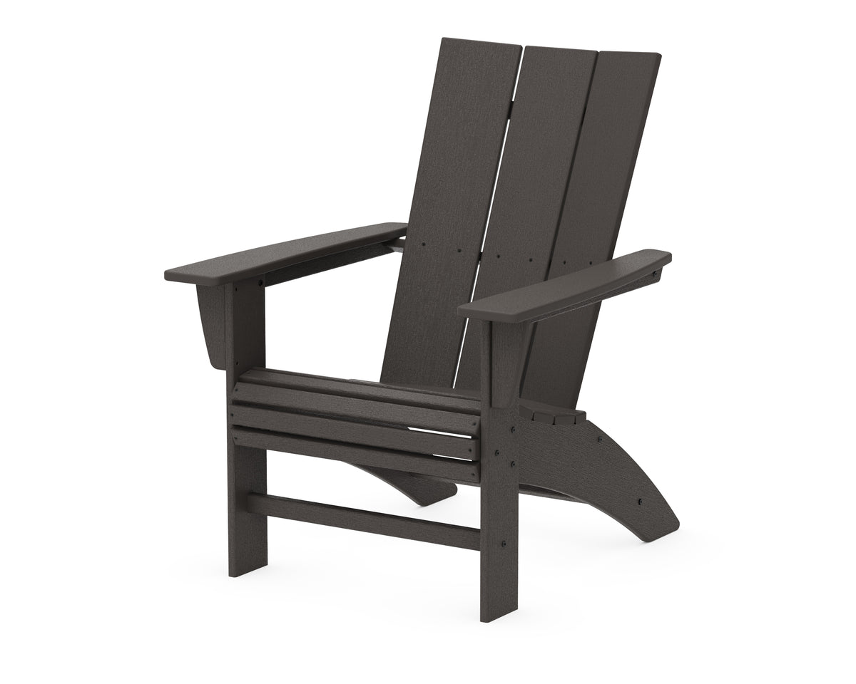 POLYWOOD Modern Curveback Adirondack Chair in Vintage Coffee