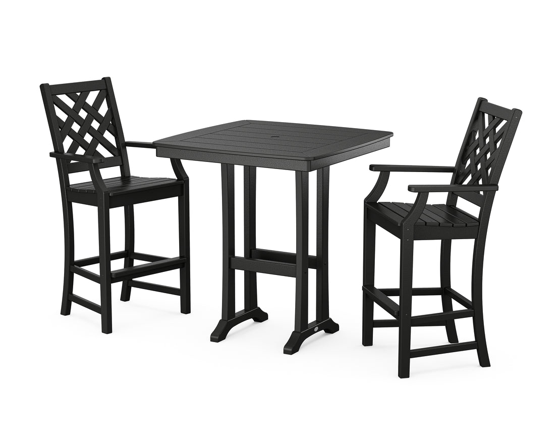 POLYWOOD Country Living Wovendale 3-Piece Bar Set in Black