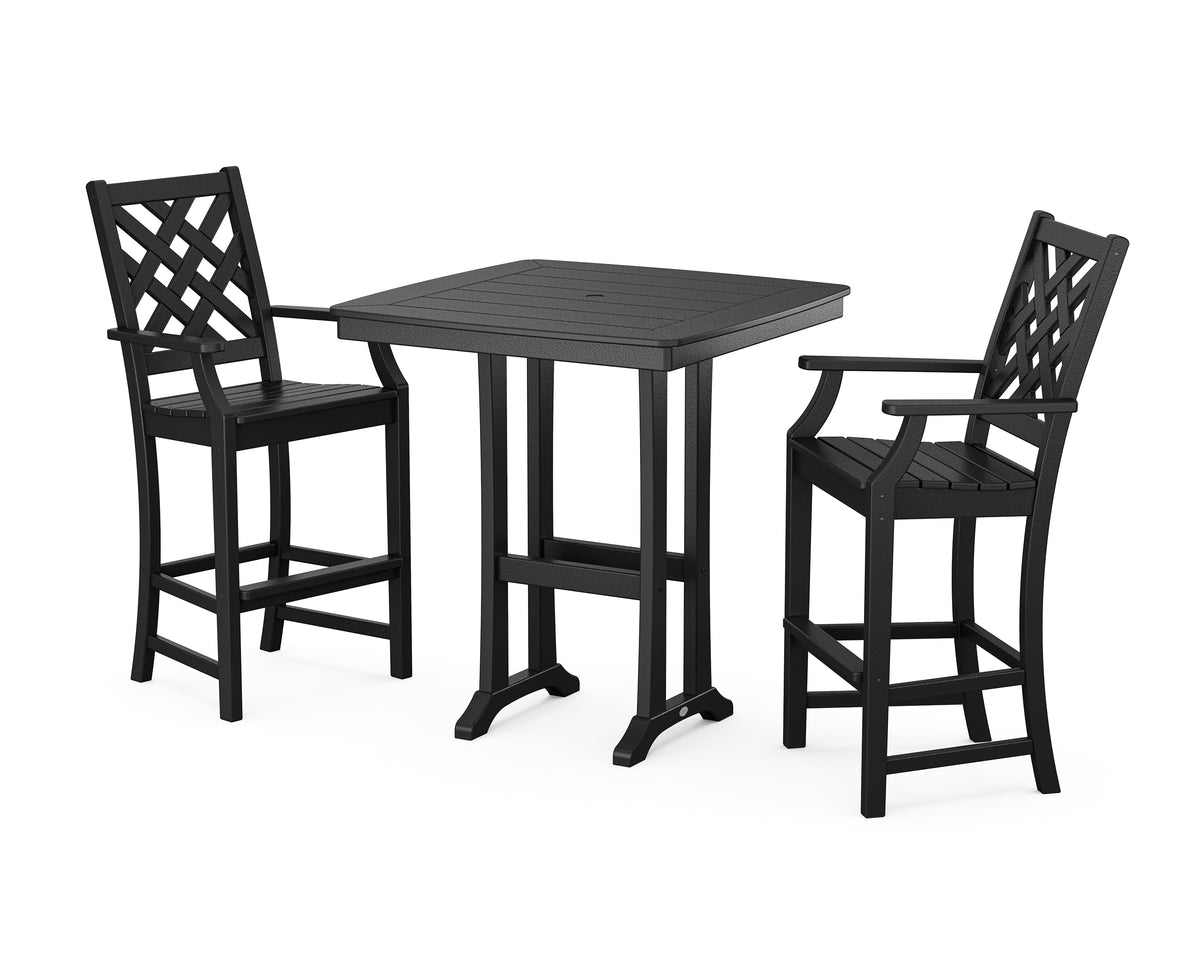 POLYWOOD Country Living Wovendale 3-Piece Bar Set in Black