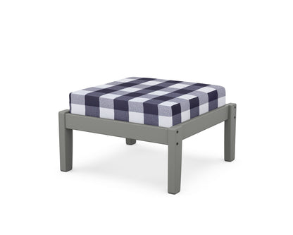 POLYWOOD Deep Seating Ottoman in Slate Grey / Buffalo Plaid Navy