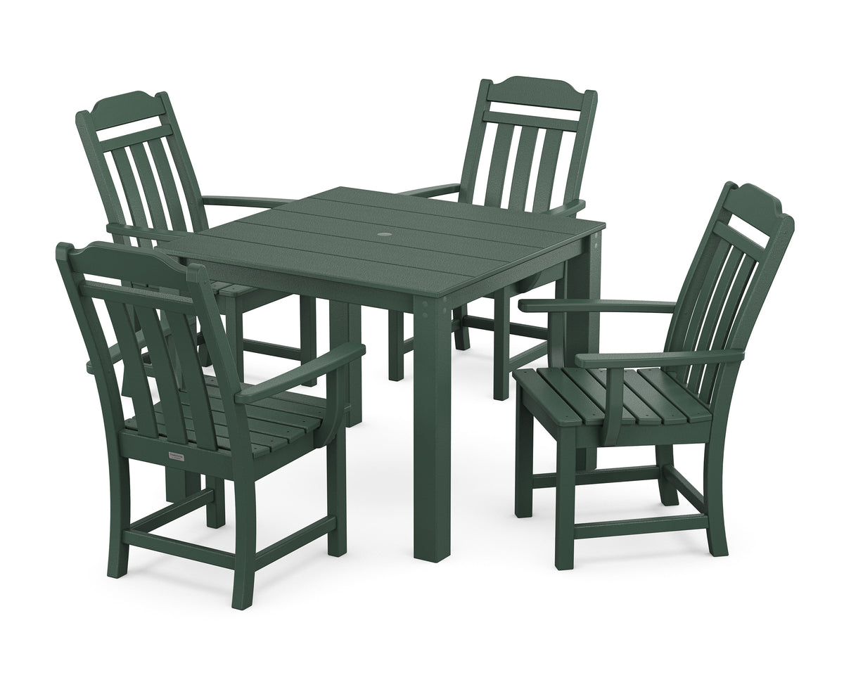 POLYWOOD Cottage 5-Piece Parsons Dining Set in Green