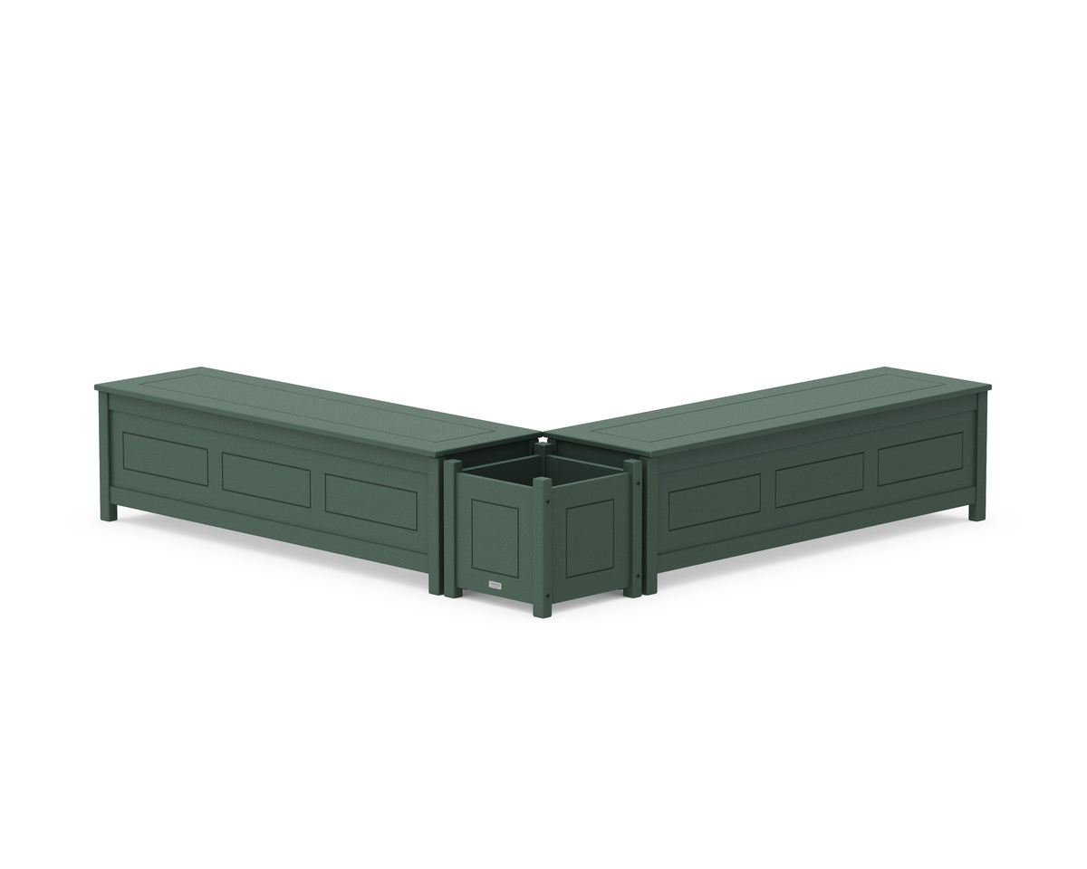 POLYWOOD 60" Country Living L-Shaped Planter Storage Bench Set in Green