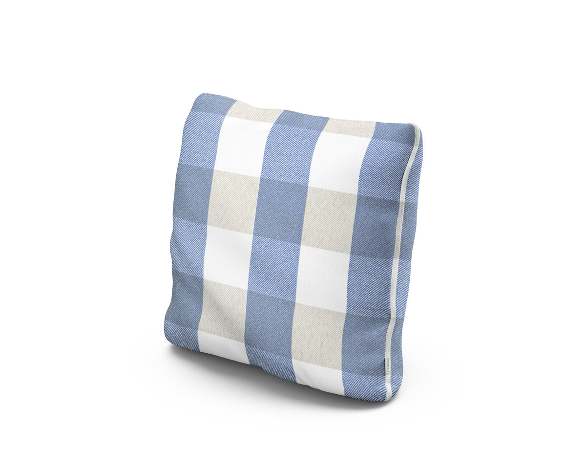 POLYWOOD 16" Outdoor Throw Pillow in Buffalo Plaid Sky Blue