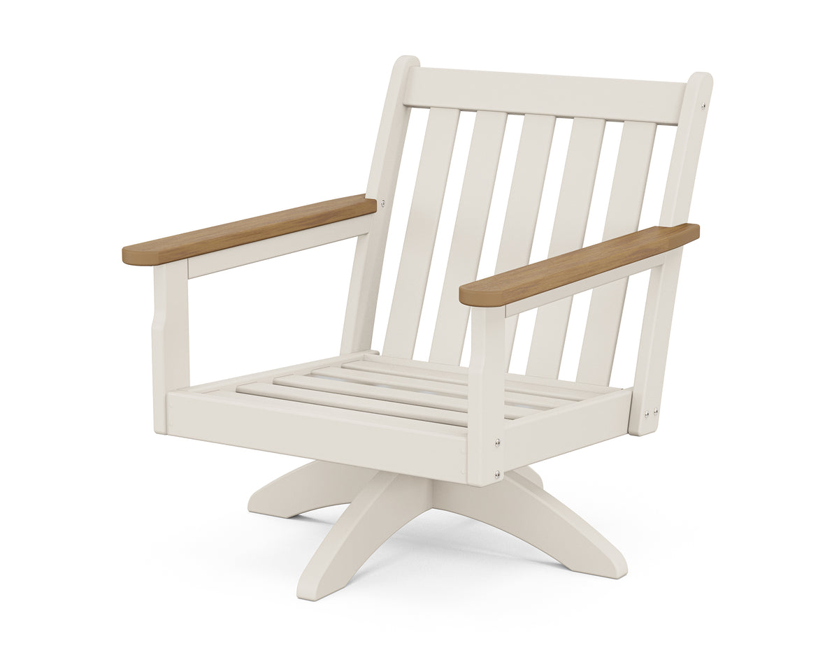 POLYWOOD Vineyard Deep Seating Swivel Chair Frame in Sand / Natural