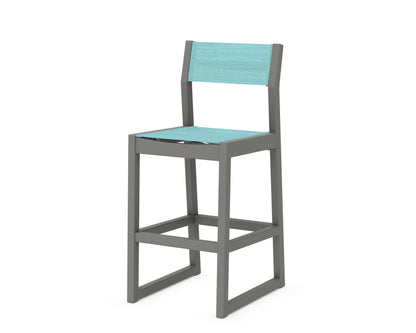 POLYWOOD EDGE Sling Bar Side Chair in Slate Grey / Dupioni Aquamarine