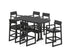 POLYWOOD EDGE Arm Chair 7-Piece Bar Set with Trestle Legs in Black