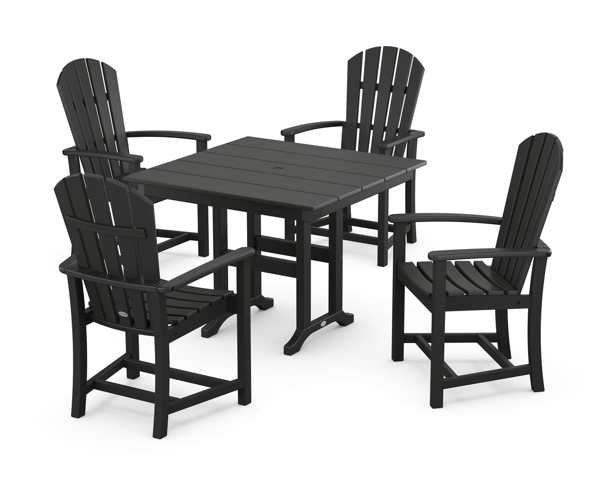 POLYWOOD Palm Coast 5-Piece Farmhouse Dining Set in Black