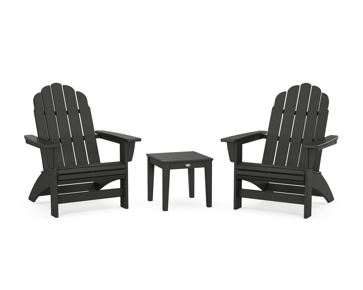 POLYWOOD 3-Piece Vineyard Grand Adirondack Set in Black