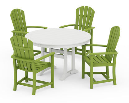 POLYWOOD Palm Coast 5-Piece Round Dining Set in Lime / White