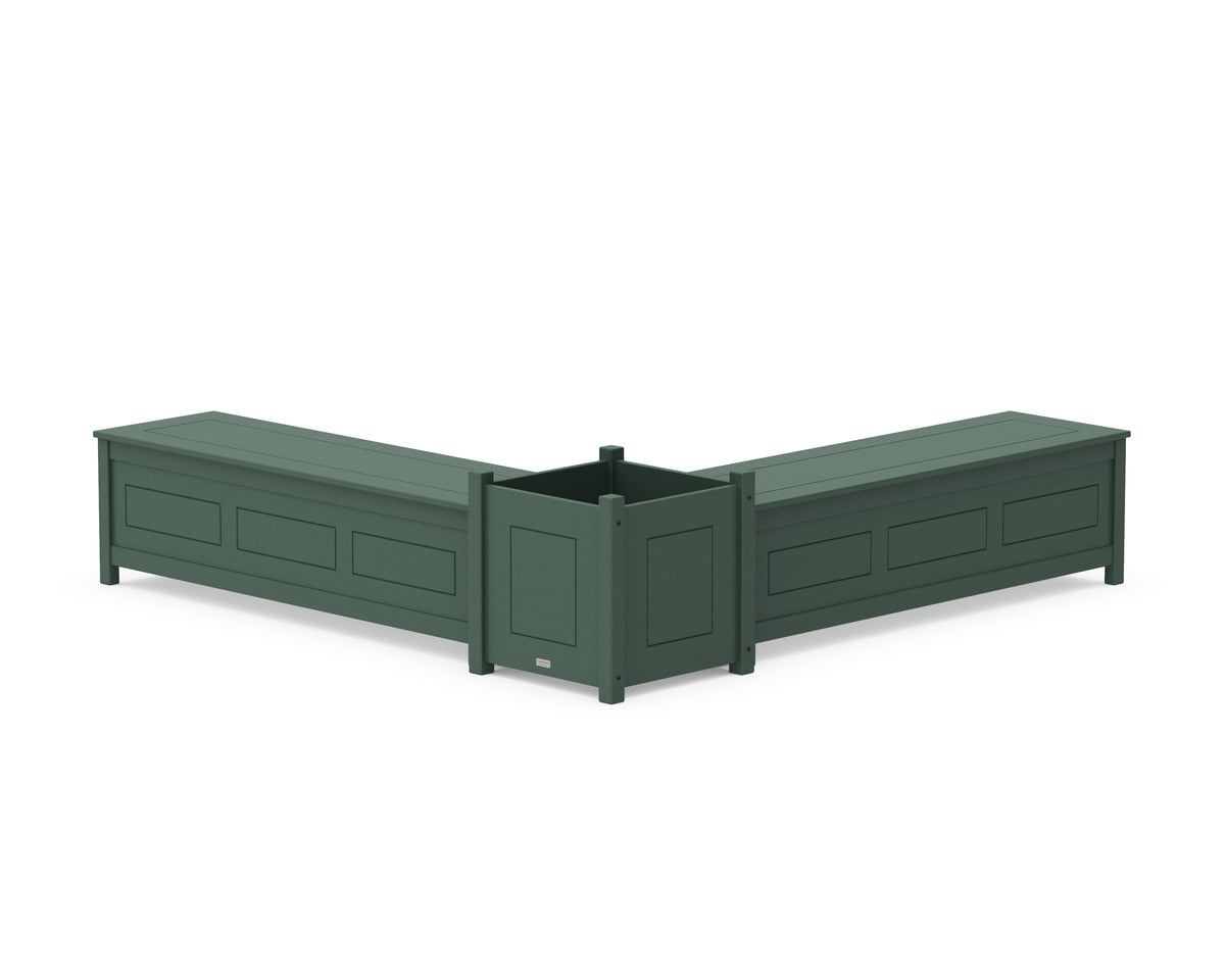 POLYWOOD 60" Country Living L-Shaped Planter Storage Bench Set - Large in Green