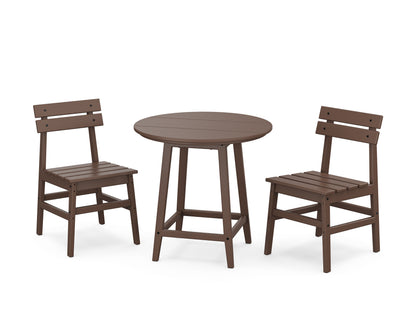 POLYWOOD Modern Studio Plaza Chair 3-Piece Round Bistro Dining Set in Mahogany
