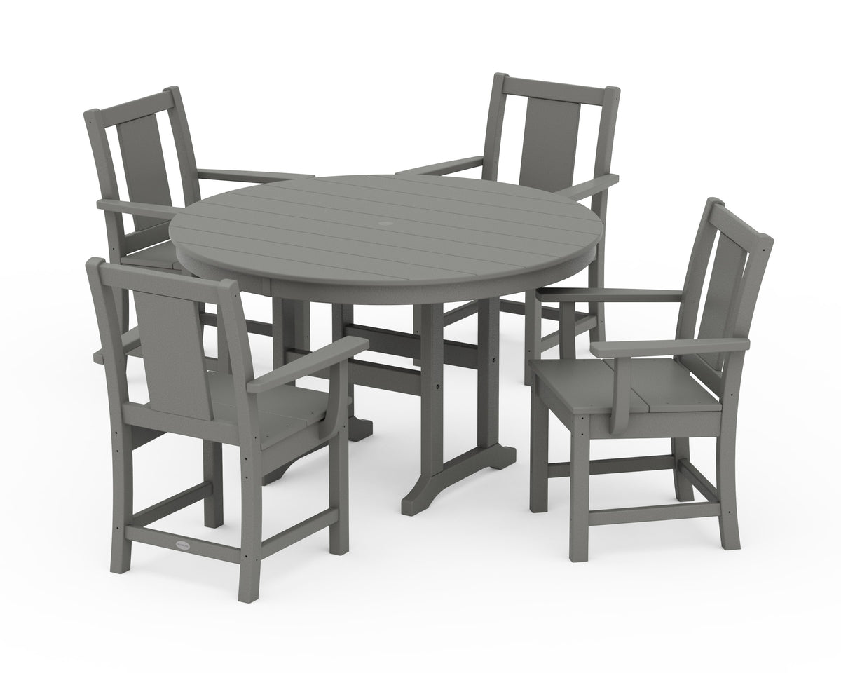 POLYWOOD Prairie 5-Piece Round Farmhouse Dining Set in Slate Grey