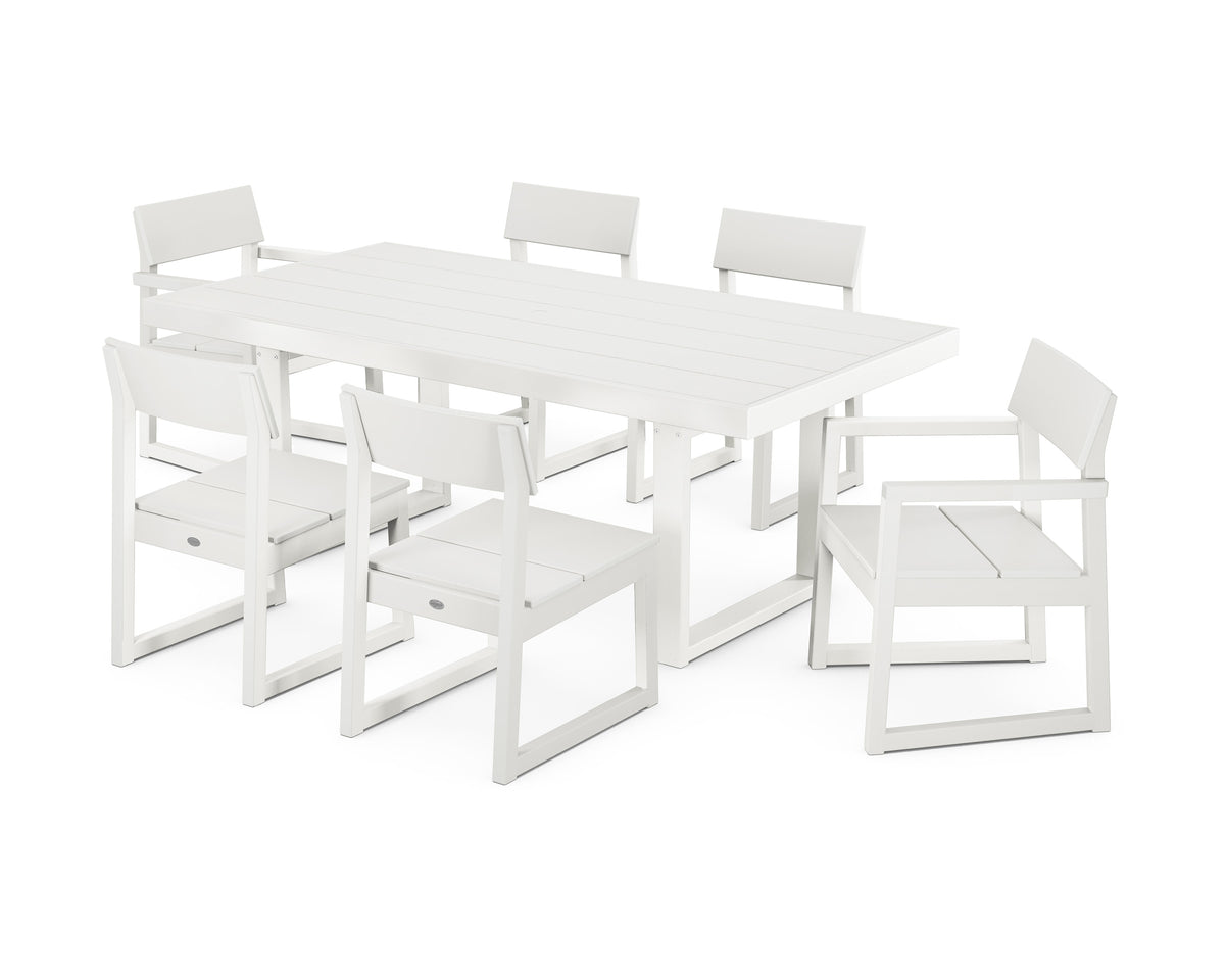 POLYWOOD EDGE 7-Piece Dining Set (EDGE 40" x 78" Table) in Vintage White