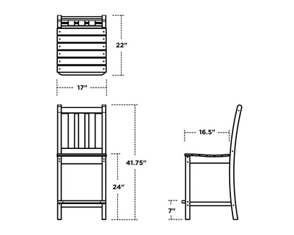 POLYWOOD Traditional Garden Counter Side Chair dimensions