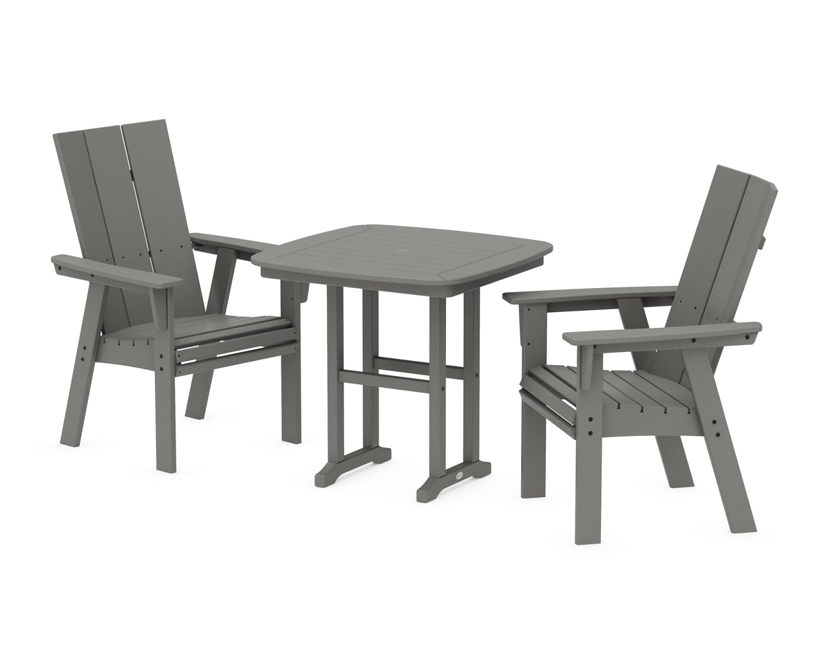 POLYWOOD Modern Curveback Adirondack 3-Piece Dining Set in Slate Grey