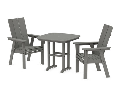 POLYWOOD Modern Curveback Adirondack 3-Piece Dining Set in Slate Grey