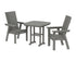 POLYWOOD Modern Curveback Adirondack 3-Piece Dining Set in Slate Grey